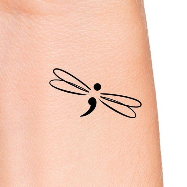 Dragonfly Semicolon Temporary Tattoo