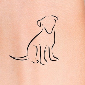 Dog Sitting Temporary Tattoo / animal tattoo / dog tattoo