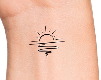 Sunset Temporary Tattoo / Sun tattoo / ocean tattoo / beach tattoo