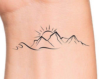 Mountain Sun Wave Temporary Tattoo