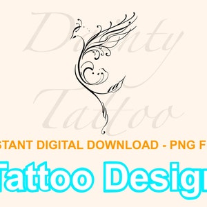 Phoenix Tattoo Design Digital Download PNG