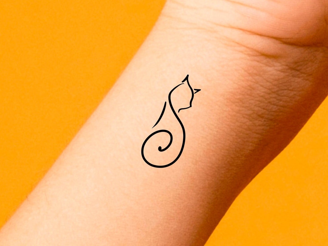 Cute Cat Temporary Tattoo / Cat Tattoo / Animal Tattoo Etsy