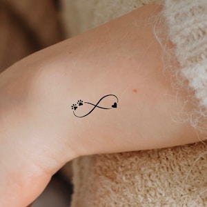 Paw Print Infinity Heart Temporary Tattoo