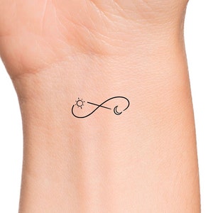 Small Sun Moon Infinity Temporary Tattoo