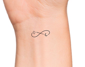 Small Sun Moon Infinity Temporary Tattoo