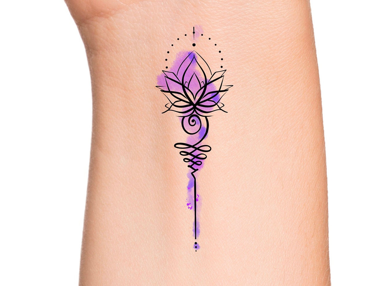 Lotus Unalome Temporary Tattoo / Watercolor Tattoo / Floral - Etsy Lotus Unalome Temporary Tattoo / Watercolor Tattoo / Floral - Etsy