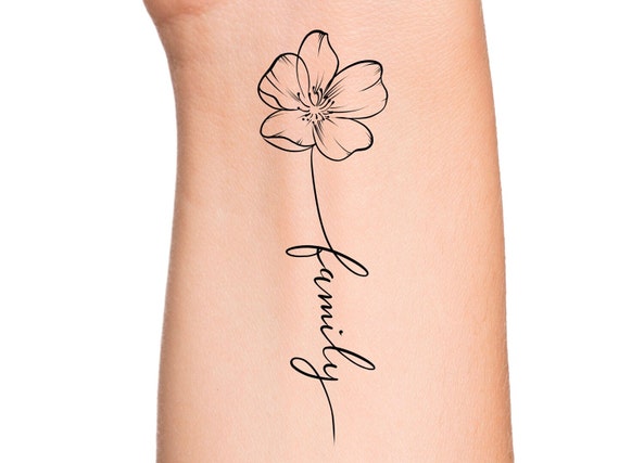 Family Flower Temporary Tattoo / Floral Tattoo Etsy