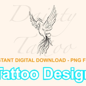 Phoenix Tattoo Design Digital Download PNG