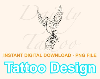 Phoenix Tattoo Design Digital Download PNG