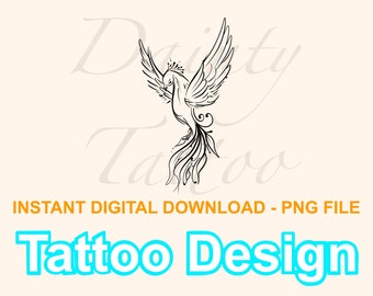 Phoenix Tattoo Design Digital Download PNG