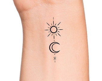 Sun and Moon Temporary Tattoo