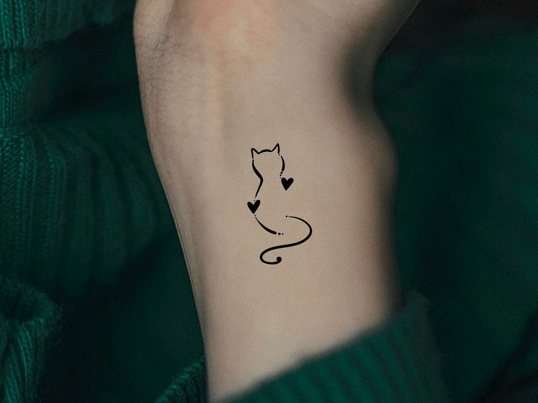 Cat Hearts Temporary Tattoo / Cat Tattoo / Animal Tattoo Etsy