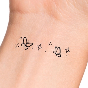Butterfly Stars Temporary Tattoo / 2 butterflies tattoo