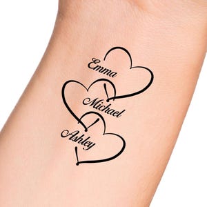 Custom Names Temporary Tattoo / custom hearts tattoo