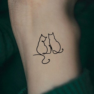 2 Cats Heart Temporary Tattoo / cat tattoo / animal tattoo