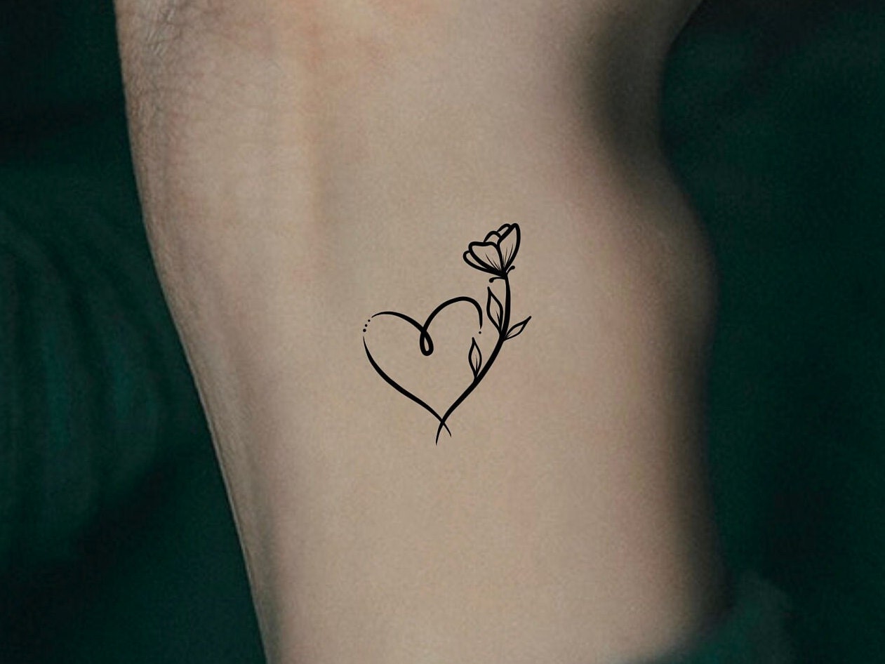 Flower and Heart Tattoo Ideas