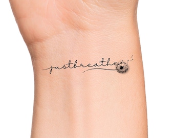 Just Breathe Dandelion Temporary Tattoo