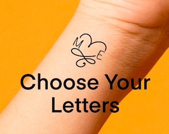 Custom Heart Infinity Initials Temporary Tattoo / custom heart letters tattoo