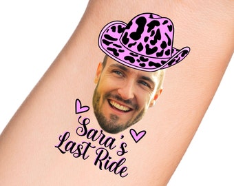 Custom Head Temporary Tattoo for Bachelorette Party Favors of Grooms Face