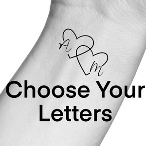 Custom Heart Initials Temporary Tattoo / custom heart letters tattoo