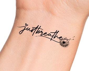 Just Breathe Dandelion Temporary Tattoo