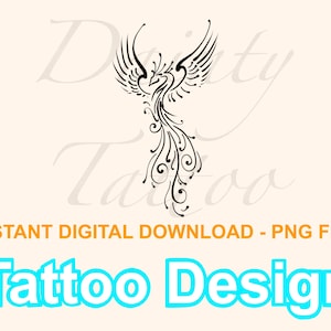 Phoenix Tattoo Design Digital Download PNG