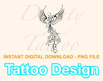 Phoenix Tattoo Design Digital Download PNG