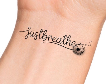 Just Breathe Dandelion Temporary Tattoo