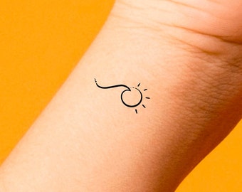 Little Sun Wave Temporary Tattoo / Tiny Sun Wave Tattoo