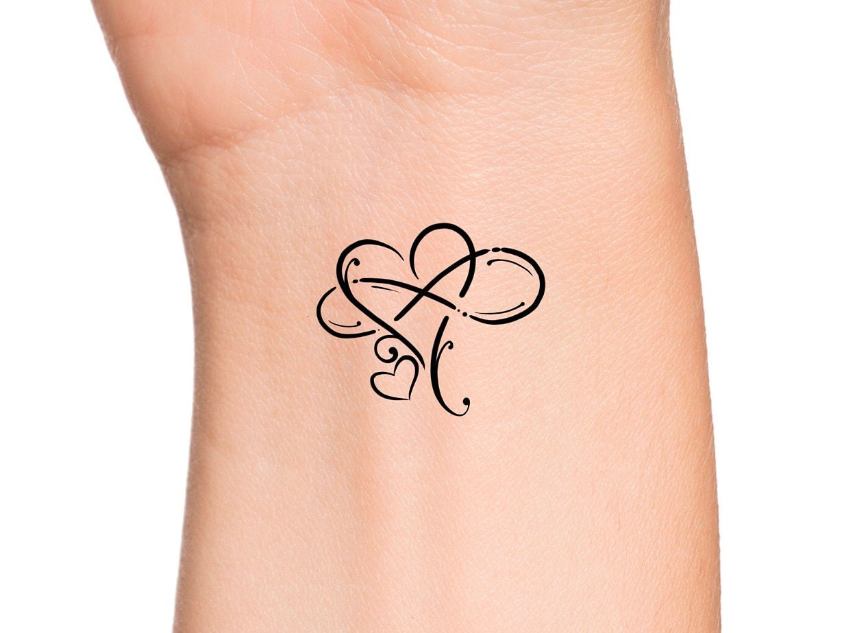 Motherhood 3 Hearts Outline Temporary Tattoo  Cute Wrist  Etsy