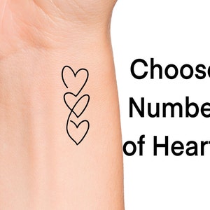 3 Hearts Temporary Tattoo - Choose Number of Hearts Temporary Tattoo