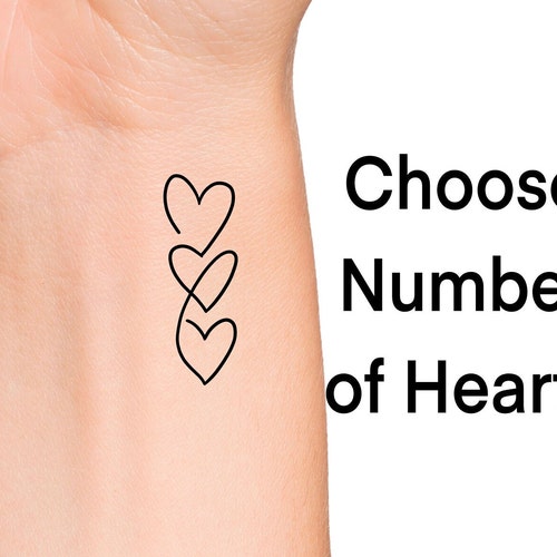 3 Hearts Temporary Tattoo Choose Number of Hearts Temporary Etsy