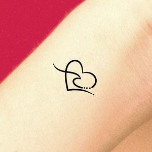 Wave Heart Dots Temporary Tattoo