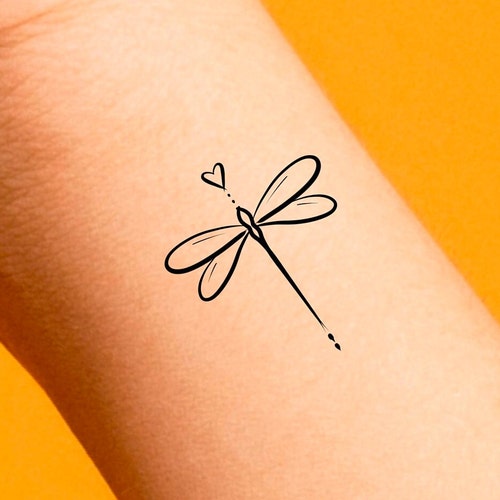 Dragonfly Heart Temporary Tattoo  Etsy