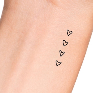 4 Hearts Temporary Tattoo