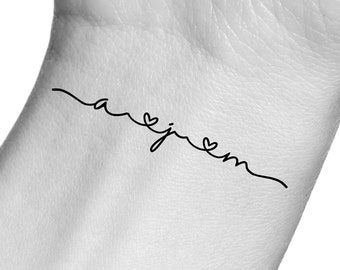 Custom Initials Temporary Tattoo / Custom Tattoo / Custom Name Initials Tattoo