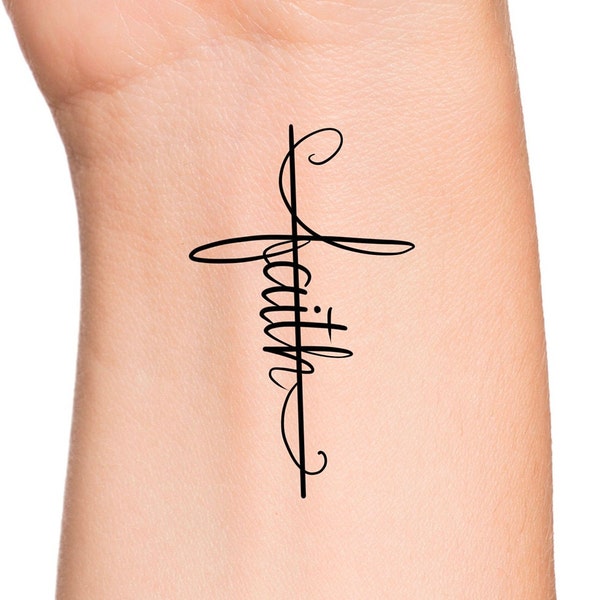 Faith Cross Temporary Tattoo / religious tattoo / cross tattoo