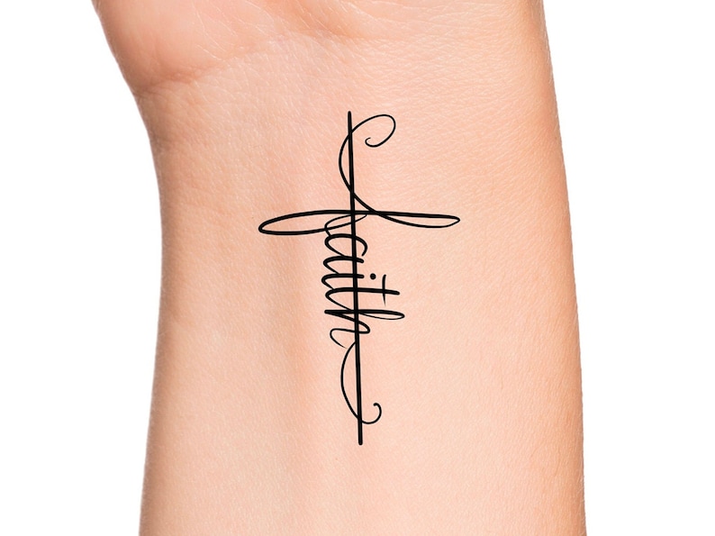 Faith Cross Temporary Tattoo / Religious Tattoo / Cross Tattoo Etsy