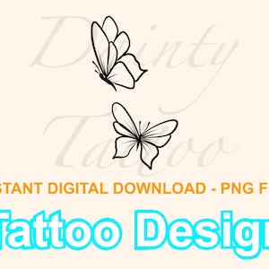2 Butterflies Tattoo Design Digital Download