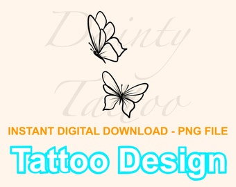 2 Butterflies Tattoo Design Digital Download