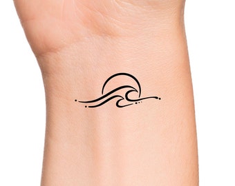 Wave Sun Temporary Tattoo