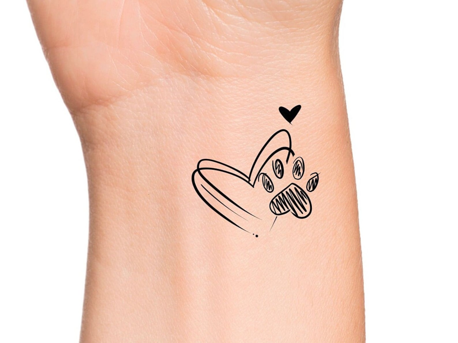 Paw Print Heart Temporary Tattoo - Etsy
