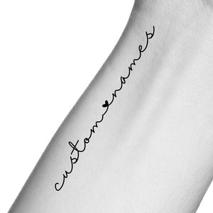 Custom Names Heart Temporary Tattoo