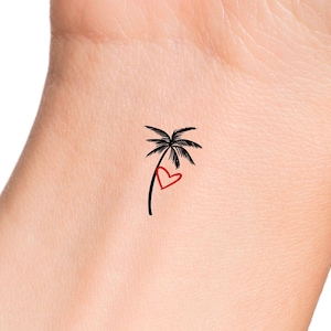 Palm Tree Heart Temporary Tattoo