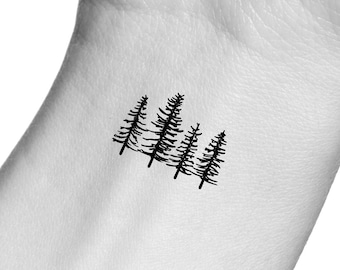 Tatouage temporaire de 4 arbres / tatouage minimaliste d'arbres