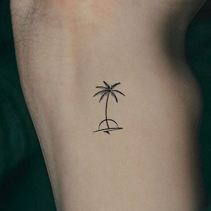 Palm Tree Sunset Temporary Tattoo / Palm Tree Sunrise Tattoo