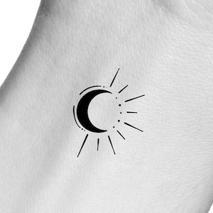 Black Moon Sun Temporary Tattoo