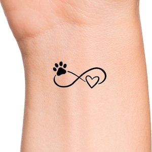 Paw Print Infinity Heart Temporary Tattoo / Dog Tattoo