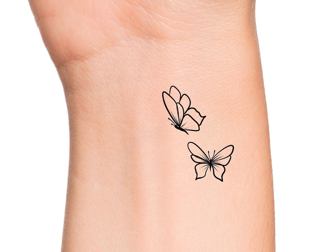 2 Butterflies Temporary Tattoo Butterfly Tattoo Wrist Tattoo