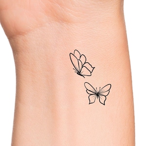 2 butterflies Temporary Tattoo butterfly tattoo wrist tattoo outline